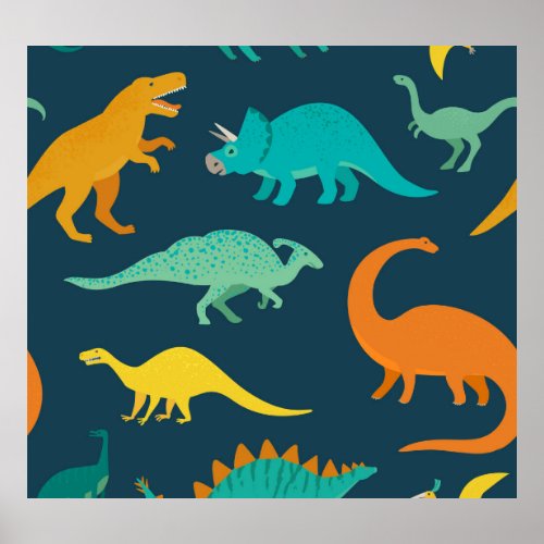 Dinosaur Adventure Kids Nursery Wallpaper Poster