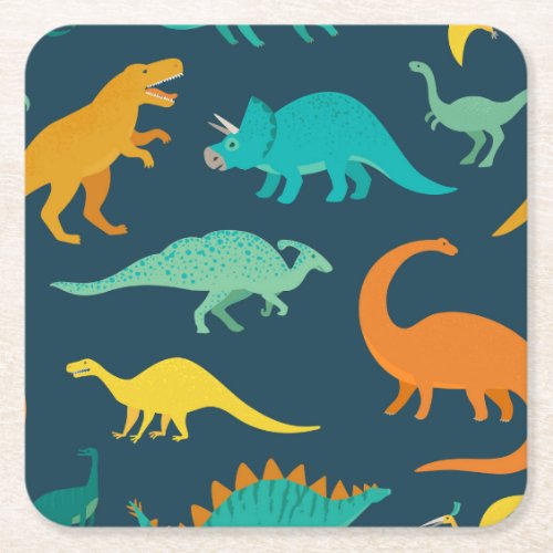 Dinosaur Adventure Kids Nursery Wallpaper Square Paper Coaster