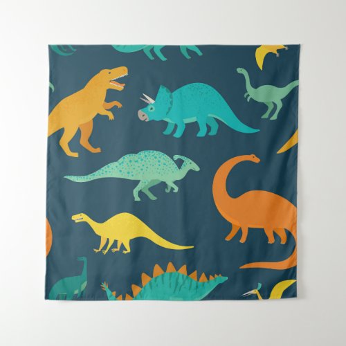 Dinosaur Adventure Kids Nursery Wallpaper Tapestry