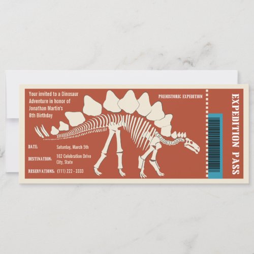 Dinosaur Adventure Pass Personalized Invite