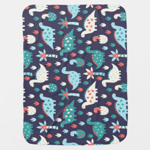 Dinosaur Adventure Seamless Design Baby Blanket