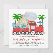 Dinosaur Adventure Train Birthday Party Invitation (Front)