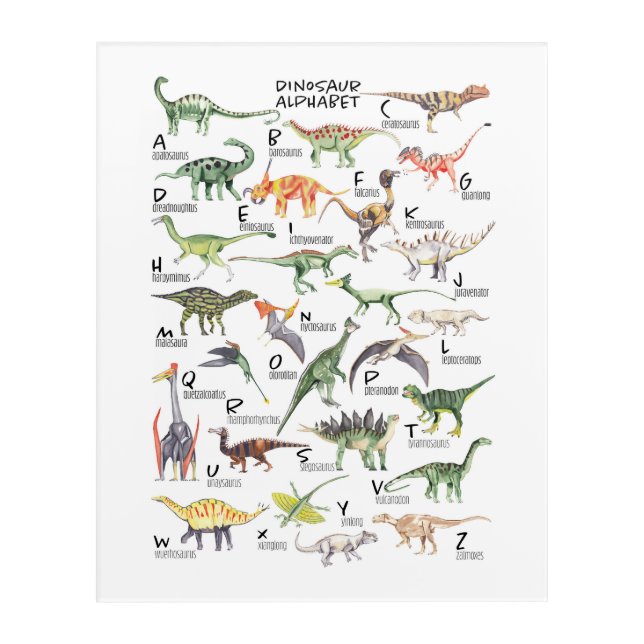 Dinosaur Alphabet Acrylic Print (Front)