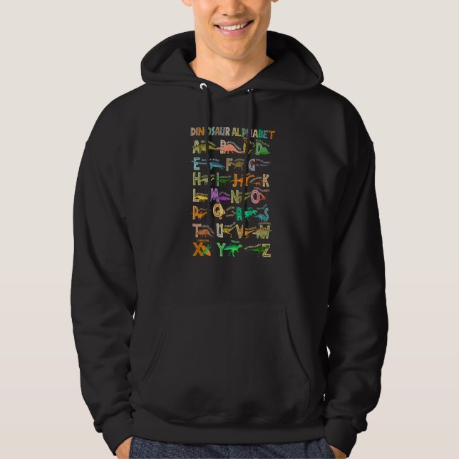 Dinosaur Alphabet Back To School  Abc Animal Alpha Hoodie (Front)