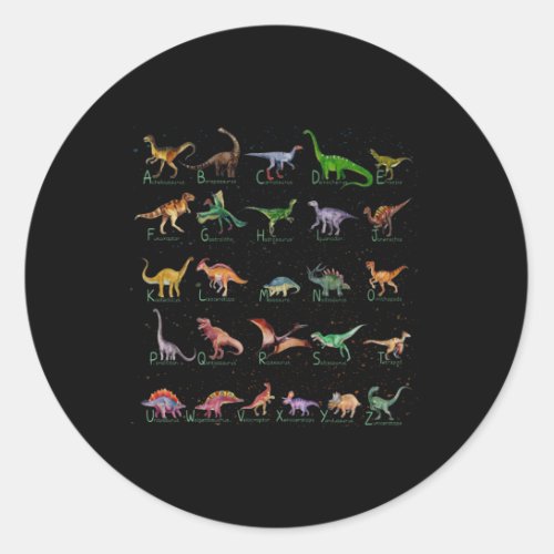 Dinosaur Alphabet Classic Round Sticker