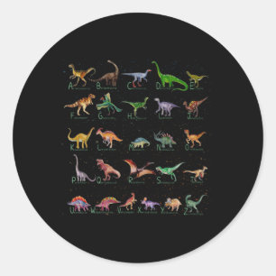 Dinosaur Alphabet Classic Round Sticker