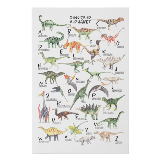 Dinosaur Alphabet Faux Canvas Print (Front)