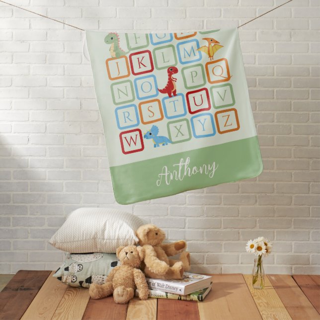 Dinosaur Alphabet monogram  Baby Blanket (In Situ)