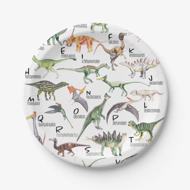 Dinosaur Alphabet Paper Plates (Front)