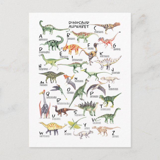 Dinosaur Alphabet Postcard (Front)