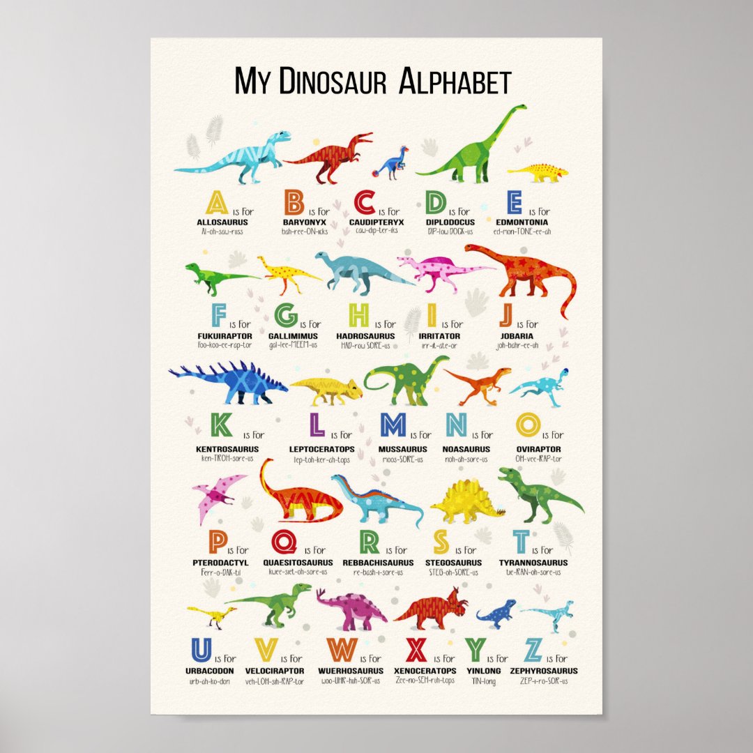 DINOSAUR ALPHABET POSTER | Zazzle