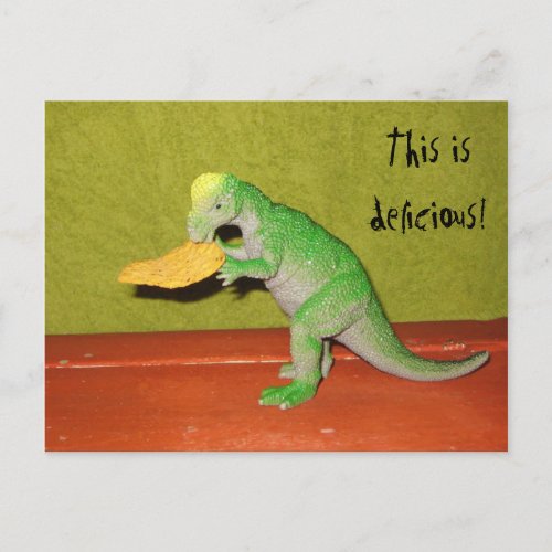 Dinosaur and Corn Chip Postcard