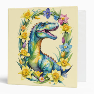 Dinosaur and Daffodils 3 Ring Binder