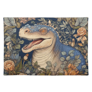 Dinosaur and flowers art nouveau style cloth placemat
