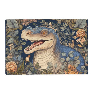 Dinosaur and flowers art nouveau style placemat