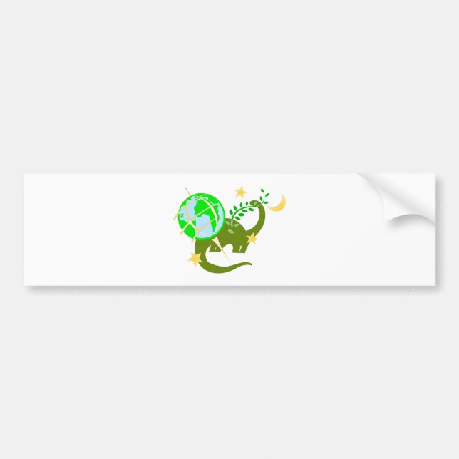 Dinosaur and globe bumper sticker (Front)