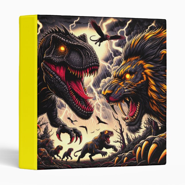 Dinosaur and Lion 3 Ring Binder (Front/Spine)
