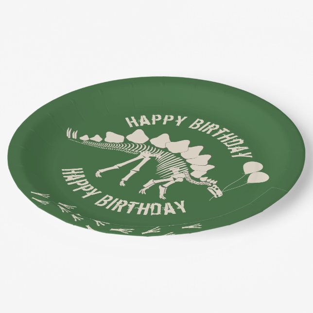 Dinosaur and Party Balloons Paper Plates (Angled)