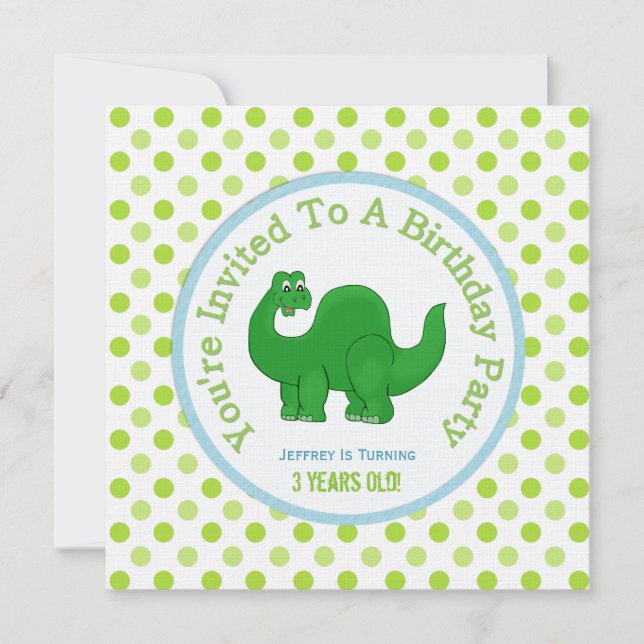 Dinosaur And Polka Dot : Party Invitation (Front)
