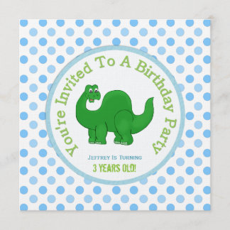 Dinosaur And Polka Dot : Party Invitation