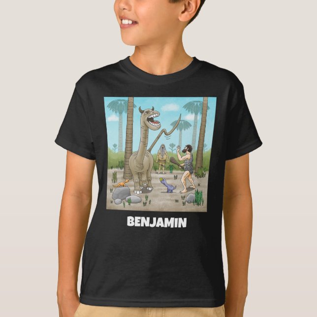 Dinosaur and Stone Age Party T-Shirt (Front)
