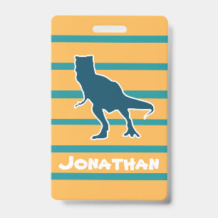 Dinosaur angry t-rex cartoon custom name badge