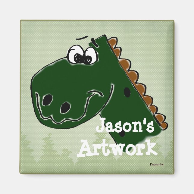 Dinosaur Animated Display your Childs Artwork Magnet (Front)