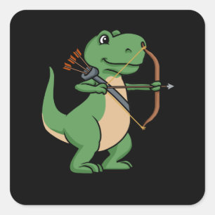 Dinosaur Archery Gift T Rex Bow Hunting Archery Square Sticker