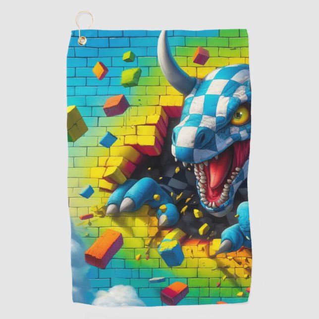 Dinosaur Art Golf Towel (Front)