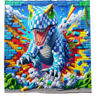 Dinosaur Art Shower Curtain