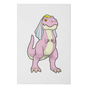 Dinosaur as Bride at Wedding with Veil Faux Canvas Print