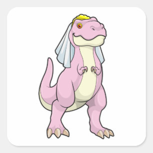 Dinosaur as Bride at Wedding with Veil Square Sticker