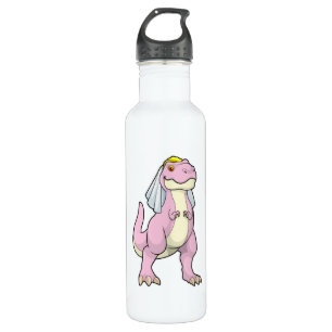 Dinosaur as Bride at Wedding with Veil Stainless Steel Water Bottle
