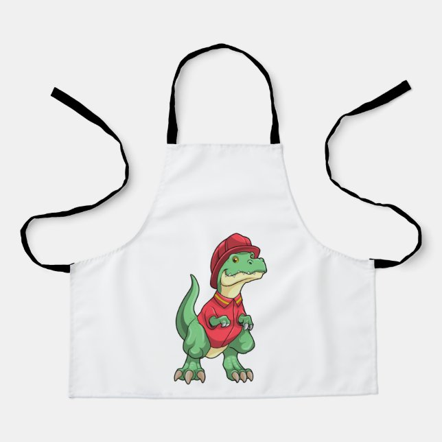 Dinosaur as Firefighter with Fire helmet Apron (Front)