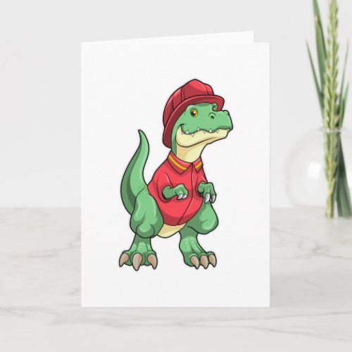 Dinosaur as Firefighter with Fire helmet Card