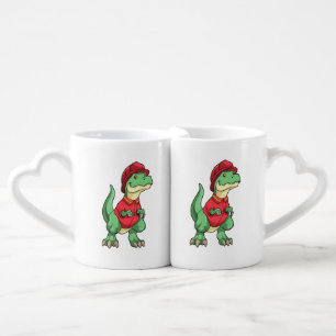 Dinosaur as Firefighter with Fire helmet Coffee Mug Set