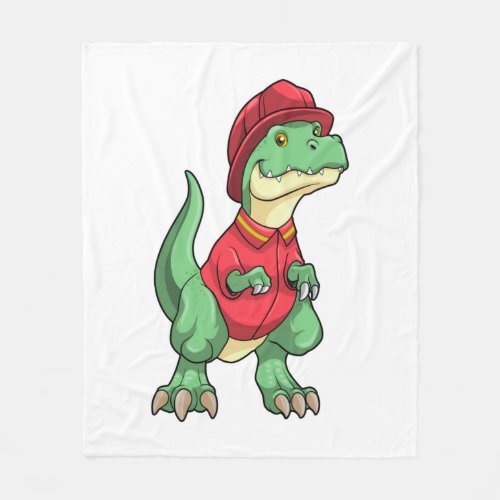 Dinosaur as Firefighter with Fire helmet Fleece Blanket