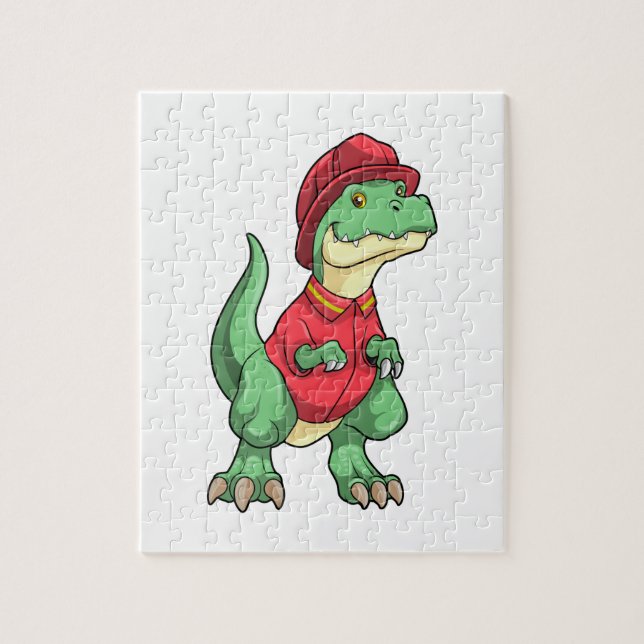 Dinosaur as Firefighter with Fire helmet Jigsaw Puzzle (Vertical)