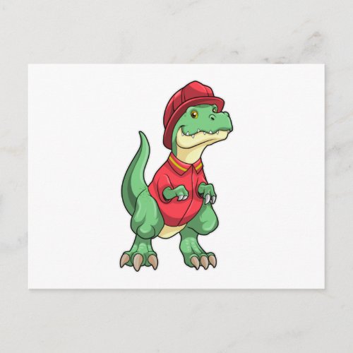 Dinosaur as Firefighter with Fire helmet Postcard