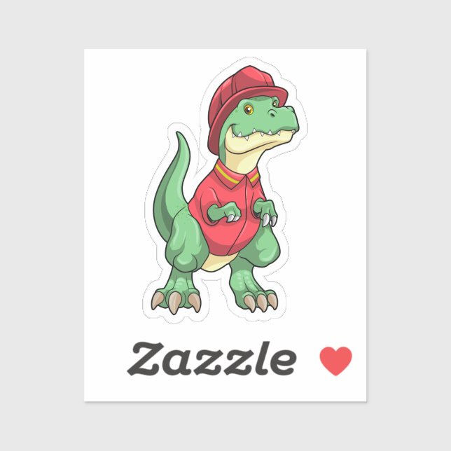Dinosaur as Firefighter with Fire helmet Sticker (Sheet)