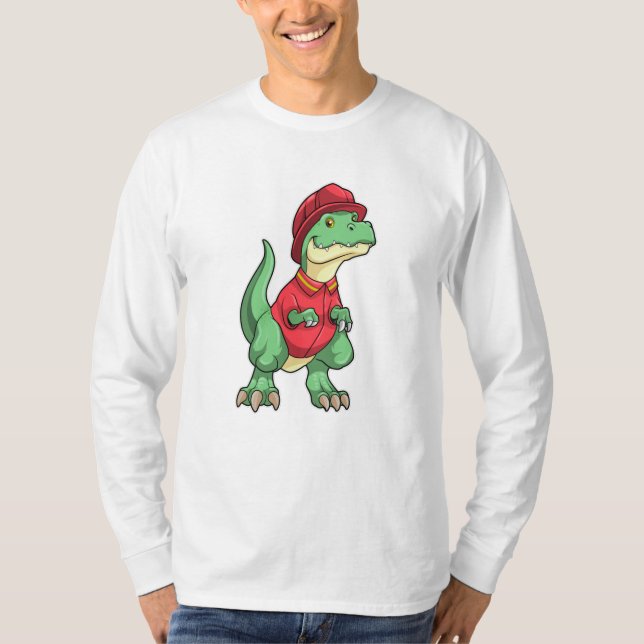 Dinosaur as Firefighter with Fire helmet T-Shirt (Front)