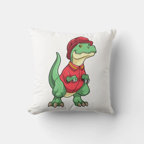 Dinosaur as Firefighter with Fire helmet Throw Pillow