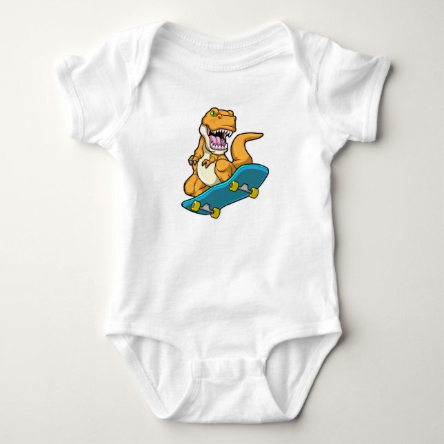 Dinosaur as Skater with Skateboard Baby Bodysuit (Front)