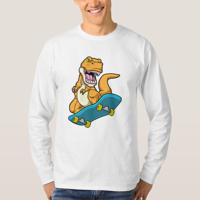 Dinosaur as Skater with Skateboard T-Shirt (Front)