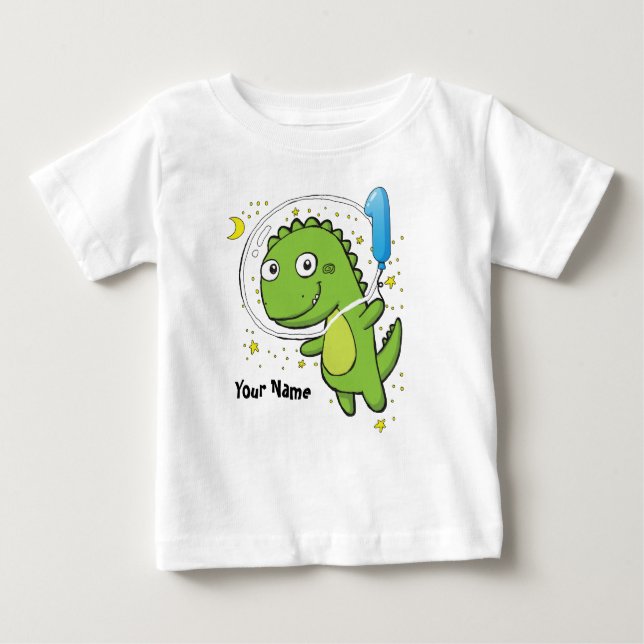 Dinosaur Astronaut 1st Birthday Baby T-Shirt (Front)