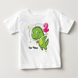 Dinosaur Astronaut 2nd Birthday Baby T-Shirt