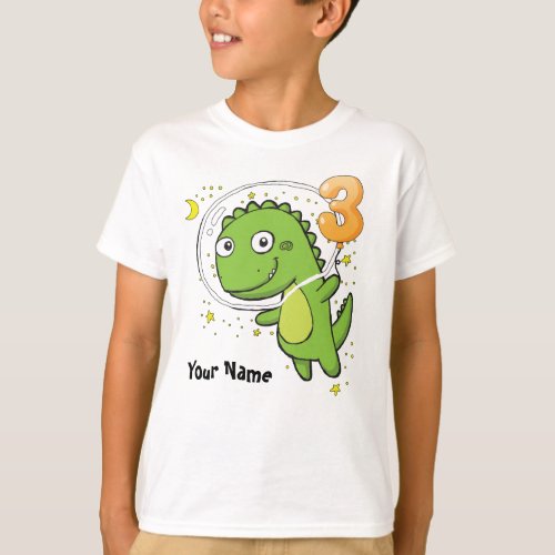 Dinosaur Astronaut 3rd Birthday T_Shirt
