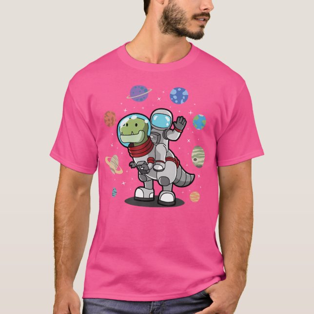 Dinosaur Astronaut  Planets Space  Dino Space T-Shirt (Front)