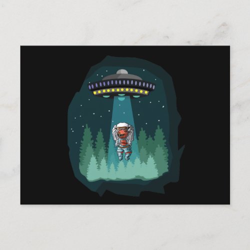 Dinosaur Astronaut UFO T_Rex Holiday Postcard