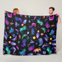 Dinosaur Astronauts Watercolor Space Kids Dino Fleece Blanket